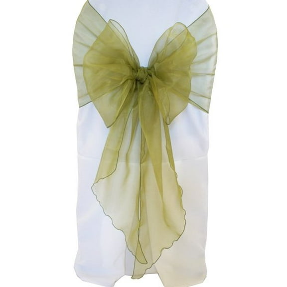 Wedding Linens Inc. (10pcs) 12" x 116" Organza Sheer Chair Sashes Chair Sash Bow ties with Angle end style for Wedding Party Catering Banquet Decoration Events - Moss Green
