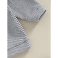 thumbnail image 5 of Infant Baby 2Pcs Fall Outfits Long Sleeve Solid Color Ribbed Sweatshirt and Pants Set, 5 of 8
