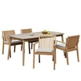 thumbnail image 3 of Christopher Knight Home 5-Piece Outdoor Dining Set, 71" Wood Table and 4 Chairs with Cushions, Brown, 3 of 13