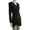 thumbnail image 2 of Vestido cruzado a la cadera, talla M, negro, manga larga, transpirable, estirado, cuello en V, vestido tubo para fiesta, 2 of 5
