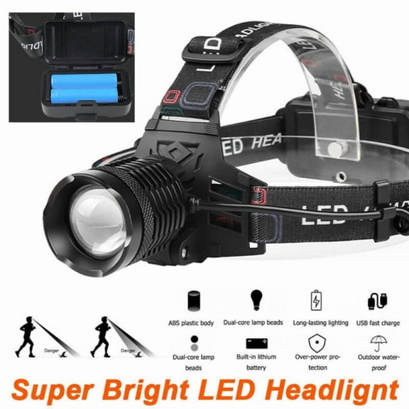 LED Headlamp, Super Bright Headlamp Headlight Flashlight, 3 Modes Zoomable Headlamps for Runing,Hiking,Camping,Fishing,Hunting(Black)