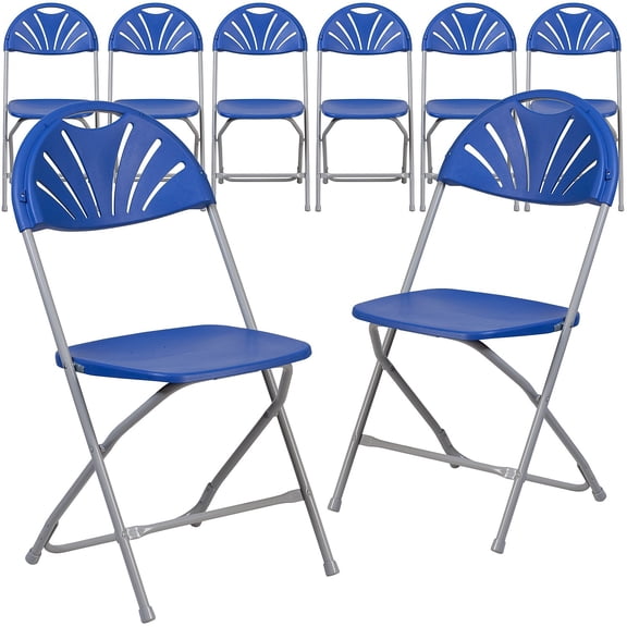 Flash Furniture 800 lb. Capacity Plastic Fan Back Folding Chair 8LEL4BL