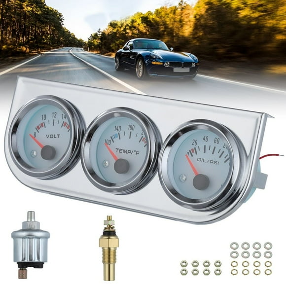 Triple Gauge Kit, 3 in 1 Car Meter, Voltmeter + Water Temperature Gauge + Oil Press Gauge, Auto Gauge Set for Cars, SUVs, Trucks, Vehicles, Motorcycles, Tractors