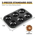 thumbnail image 3 of HONGBAKE Nonstick Donut Pans For Baked Doughnuts, 2-Pack 6 Cavity Upgraded Deepened Doughnut Pan, Heavy Duty Mini Bagel Pan for Oven - Black, 3 of 8