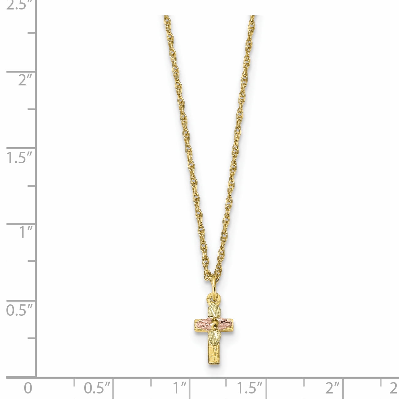 10k Tri-Color Black Hills Gold Cross Necklace