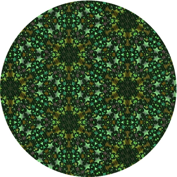 Ahgly Company Indoor Round Patterned Night Black Area Rugs, 6' Round
