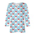thumbnail image 5 of Puntoco Blusa informal de cuello redondo con mangas 3/4 cortas y estampado a la moda para mujer, 5 of 5