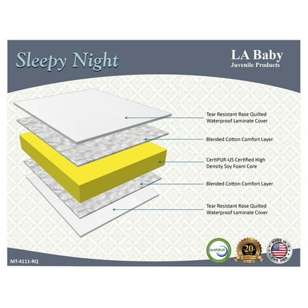 LA Baby Sleepy Night Crib Mattress, White