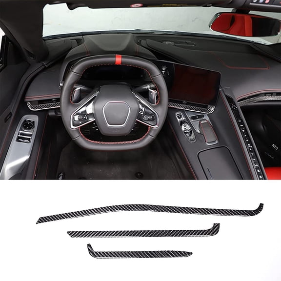 TINKI Soft 3D Real Carbon Fiber Car Dashboard Panel Trim Sticker Trim Compatible with Corvette C8 Stingray Z06 Z51 2020 2021 2022 2023 Interior Center Console Kit