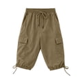 thumbnail image 4 of Only Moment Ladies Knee Length Shorts High Waist Trousers with Pockets Casual Lounge Khaki,XL, 4 of 9