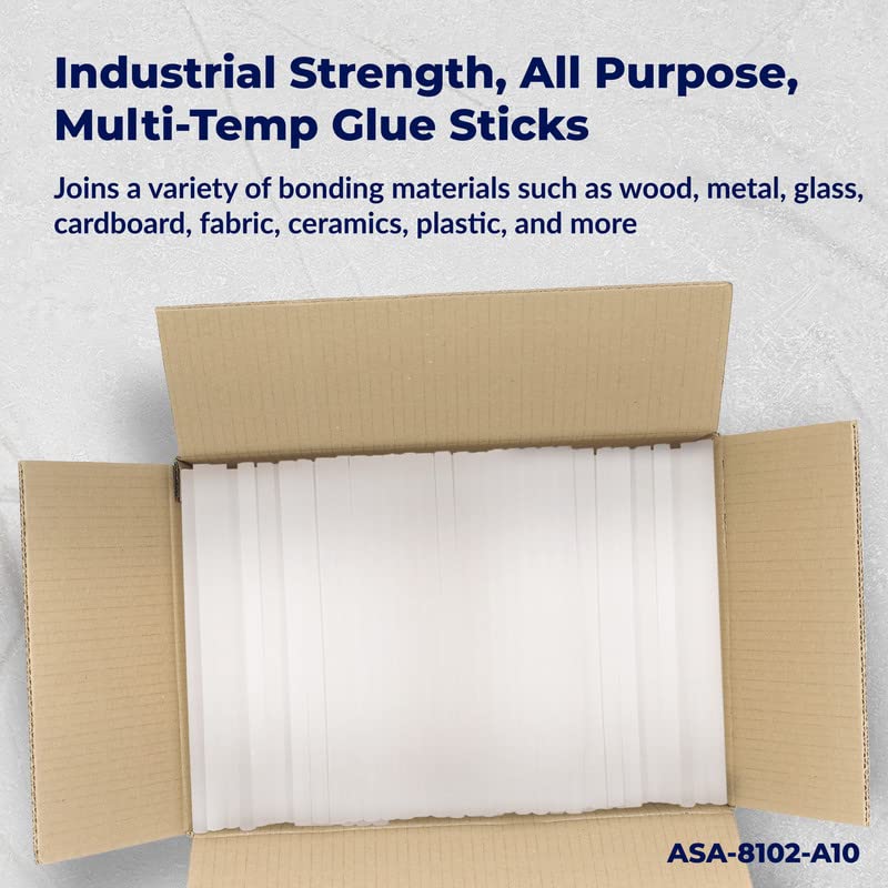 ASA Hot Melt Glue Sticks, 1/2" x 10", All-Purpose, Strong Bond, 10 lb (193 Sticks)