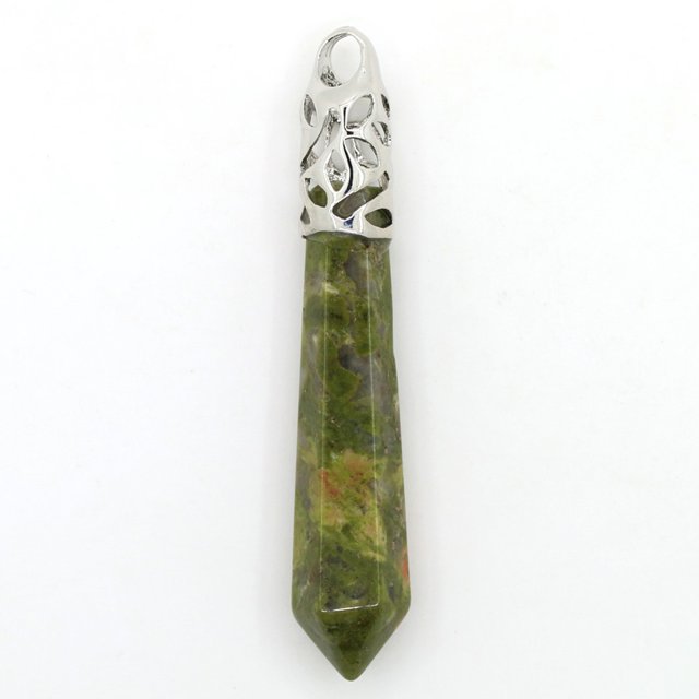 Pendentifs Collier Opale Point de Guérison Prisme Hexagonal Long Perle Hommes Femmes Bijoux