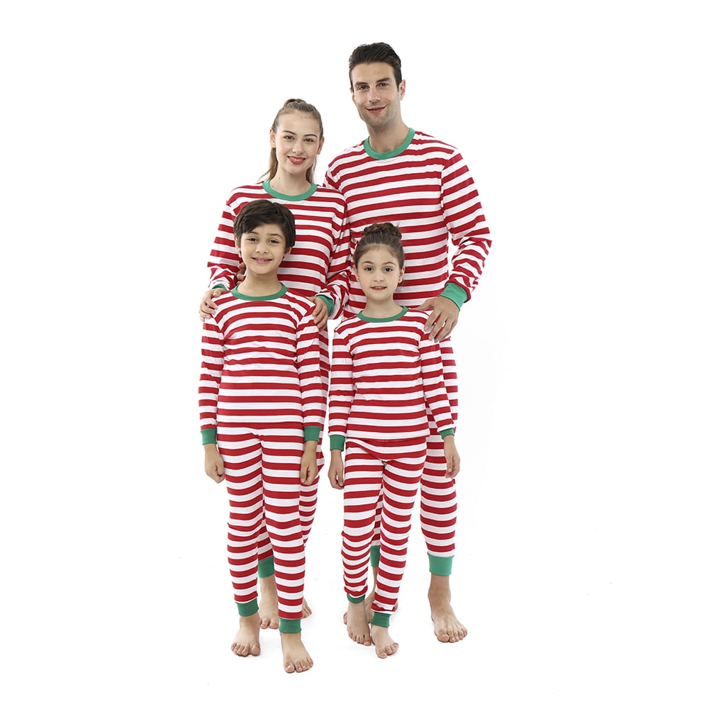 Elowel Pajamas Elowel Kids Matching Family Christmas Pajamas Red White Striped 2 Piece Set Unisex Little Big Kids Walmart Com Walmart Com