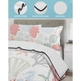 thumbnail image 4 of Quilts Queen Size Bedding Set, Red Sage Green Coastal Lightweight Quilted Comforter, Summer Beach Coral Shell Starfish Soft Reversible Bedspread Coverlet with Pillow Covers for All Season, 90" x 96", 4 of 7