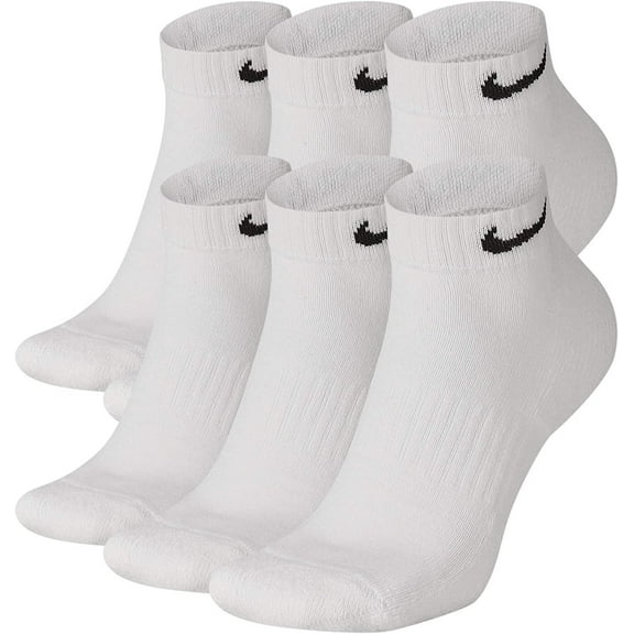 Nike Unisex Everyday Cotton Cushioned Low Rise Training Socks with DRI-FIT Technology (6 Pairs) White Sz XL (12-15 Men)