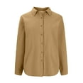 thumbnail image 5 of Diufon Womens Warm Shirts Solid Color Casual Loose Tops Lapel Button Long Sleeve Blouses, 5 of 6