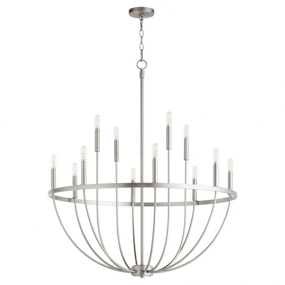6374-12-65 Quorum Lighting Tribute - 12 Light Chandelier-40 Inches Tall and 34 Inches Wide-Satin Nickel Finish    -Traditional Installation