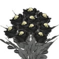 thumbnail image 2 of Gustave 10Pcs Halloween Decor Artificial Roses Fake Flowers Bouquet with Skull Faux Black Silk Roses Flowers Bundles for Home Party Wedding Decoration, 2 of 9