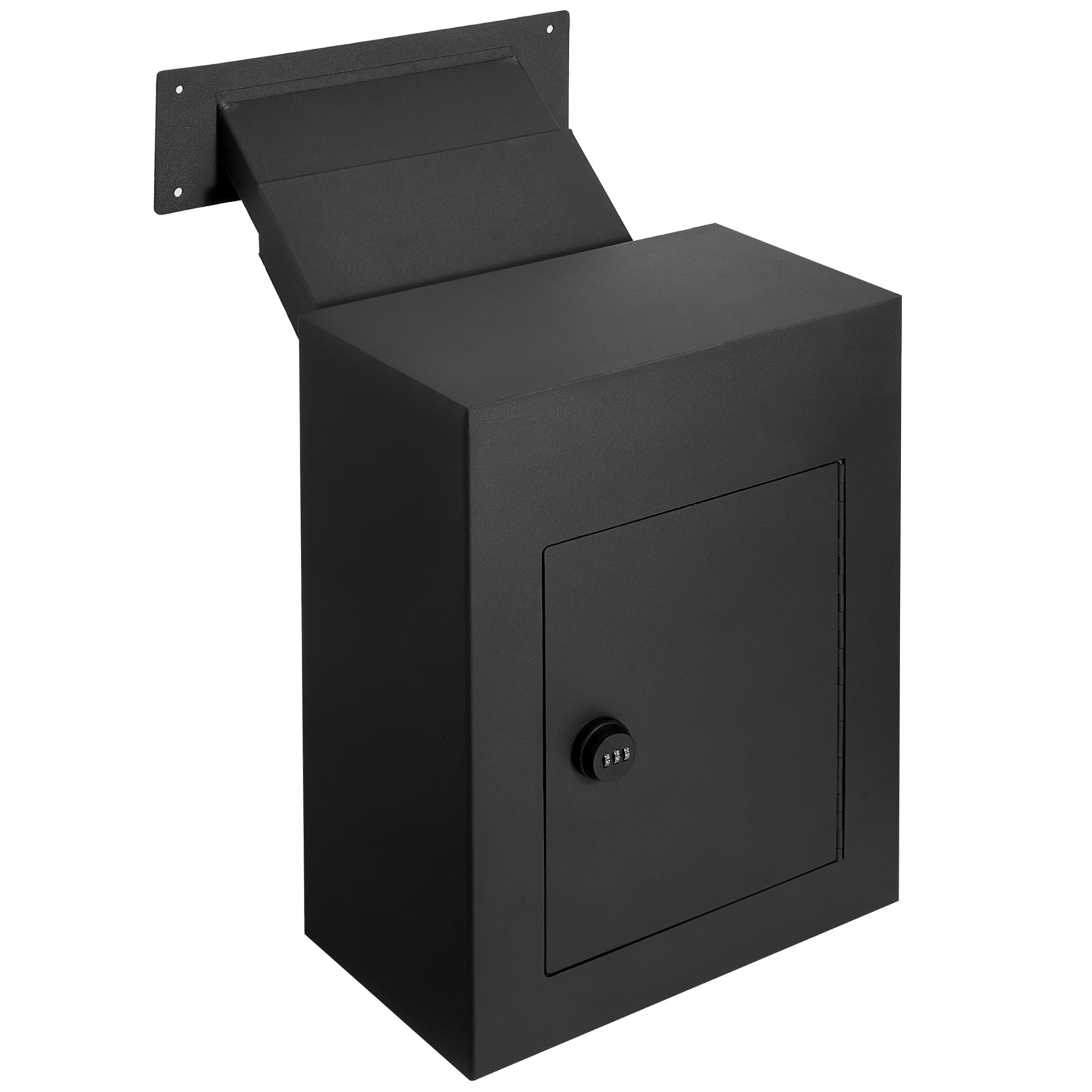 KFFKFF Secure Steel Drop Box for Wall Mounting, Adjustable Combination Lock (2.8-7.9" x 13"), Mail Deposit Box, 13x7x17 inches, Black