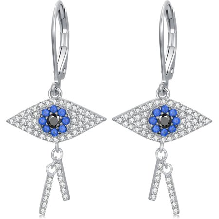 DVEATR Evil Eye Earrings 925 Sterling Silver Turkish Evil Eyes Earrings Lucky Protection Devil Amulet Gifts for Women