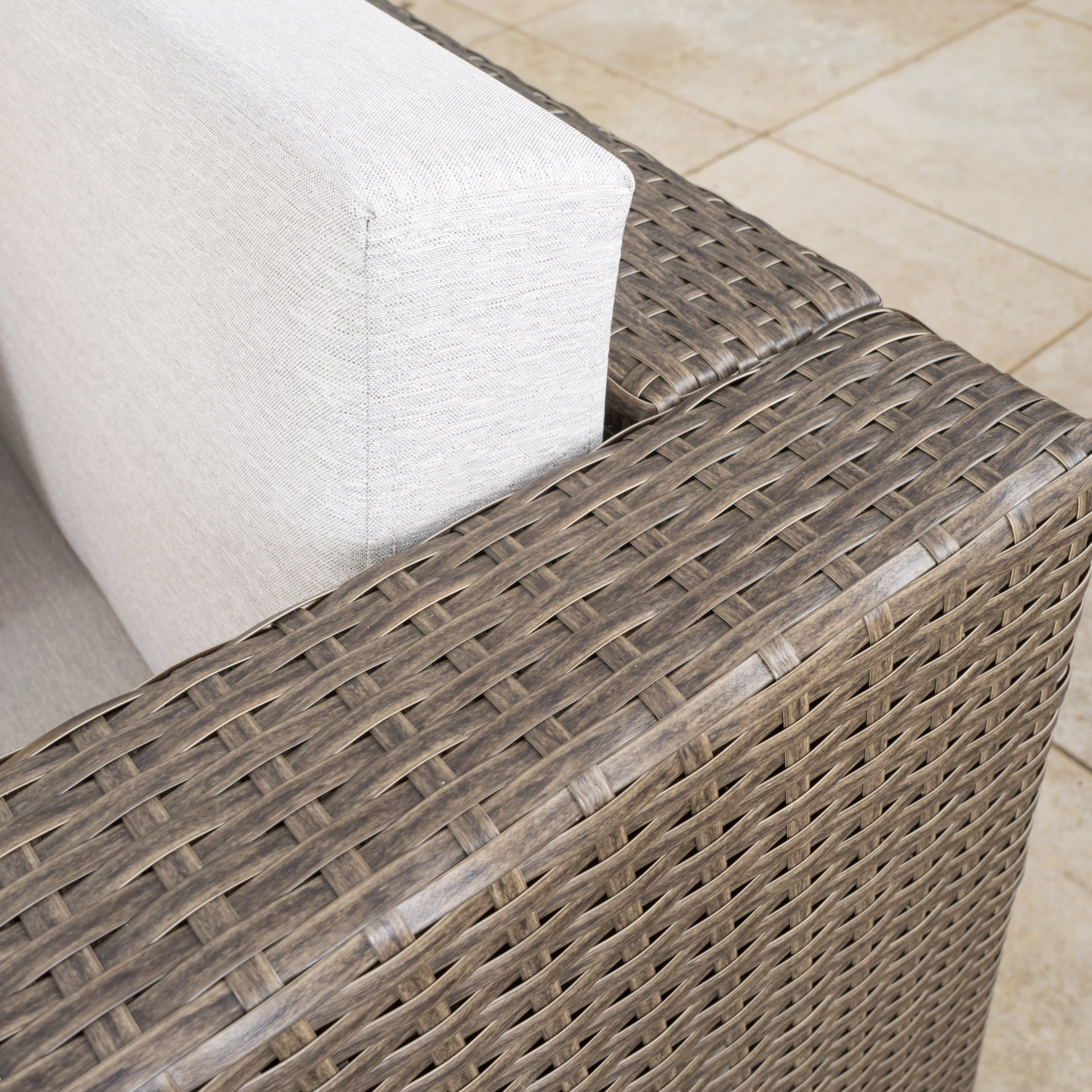Cascada 4 Piece Wicker Chat Set with Cushions and Cover, Brown, Ceramic Grey