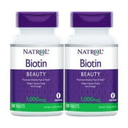 Natrol Biotin, Maximum Strength, 10,000 mcg, 100 Tablets, 2 Pack