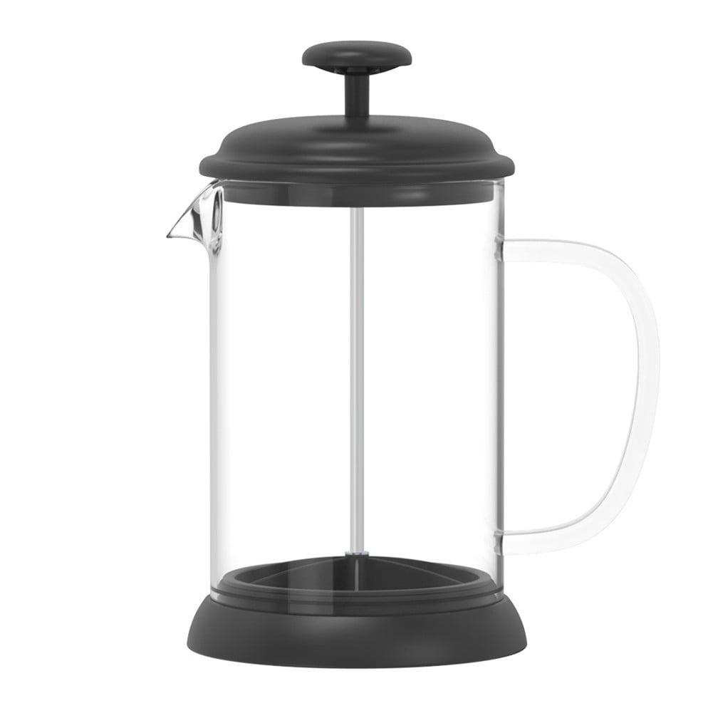 French Press Coffee and Tea Maker, Borosilicate Glass Coffee Press,  Stainless Steel Filter, Durable and Heat Resistant, Black (350 ml, 11.80  oz, 1.5