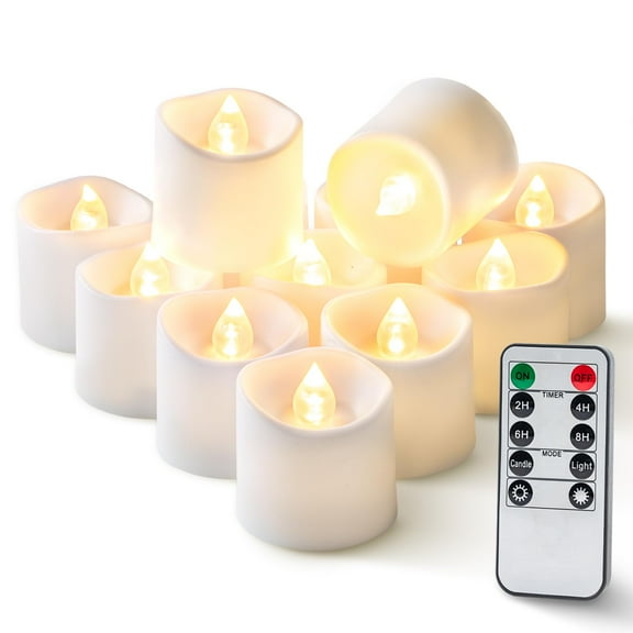 Homemory 12Pack 400 Hour Remote Control Flameless Candles, 2/4/6/8H Timer Led Votive Candles, Battery Operated Tea Lights for Wedding Table Centerpiece, Holidays, Halloween Pumpkins, Christmas Decor