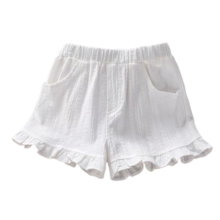 Afuyipoi Girls Jacquard Shorts Lightweight Waistband High Waist Summer Shorts White 6-7