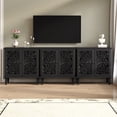 thumbnail image 6 of Vintage Accent Cabinet with Floral Carved Doors, 2 Door Sideboard Storage Cabinet with Adjustable Shelf, Black, 6 of 7