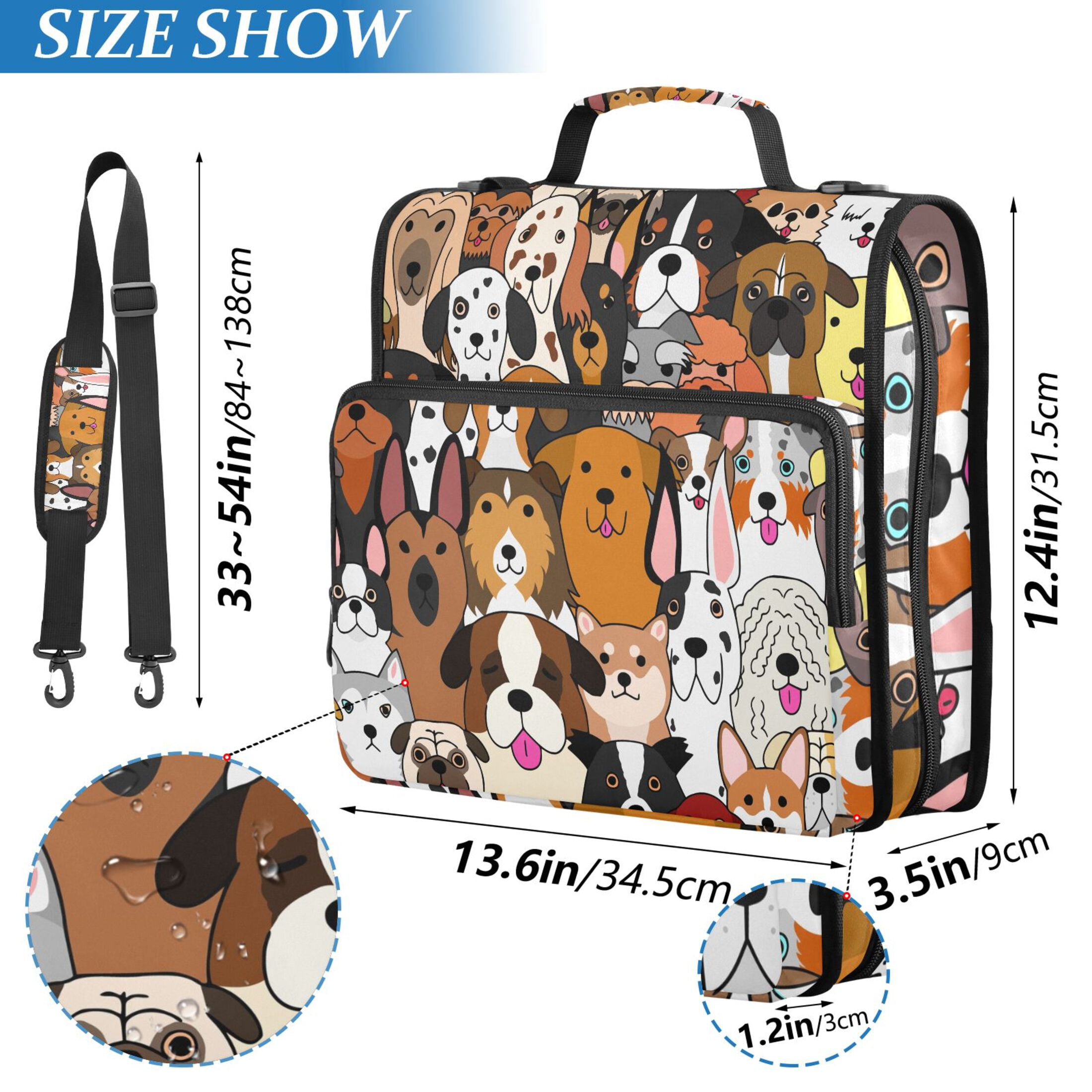 ALAZA Zipper Binder Cute Doodle Dog Animal 3 Ring Trapper Keeper File Folder Organizer Bag