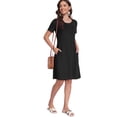 thumbnail image 3 of Asklazy Women's Midi Dress Short Sleeve Casual Floral T Shirt Dresses with Pockets,Mother's Day ,Black,S, 3 of 9