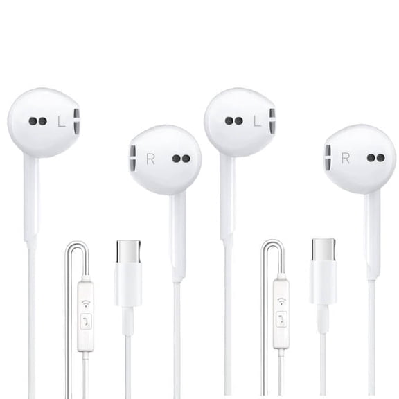 USB C Headphones Wired for iPhone 16/15, 2 Pack Type C Wired Headphones Earbuds Earphones in-Ear HiFi Stereo Sound with Mic Volume Control for iPhone 16/15 iPad Pro/Samsung Galaxy Ultra/USB-C Tablets