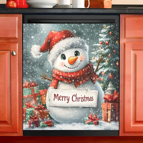 Ryvnso Christmas Snowman-c1 Dishwasher Magnetic Refrigerator Magnet Cover Kitchen Home Decorative 23"x26"