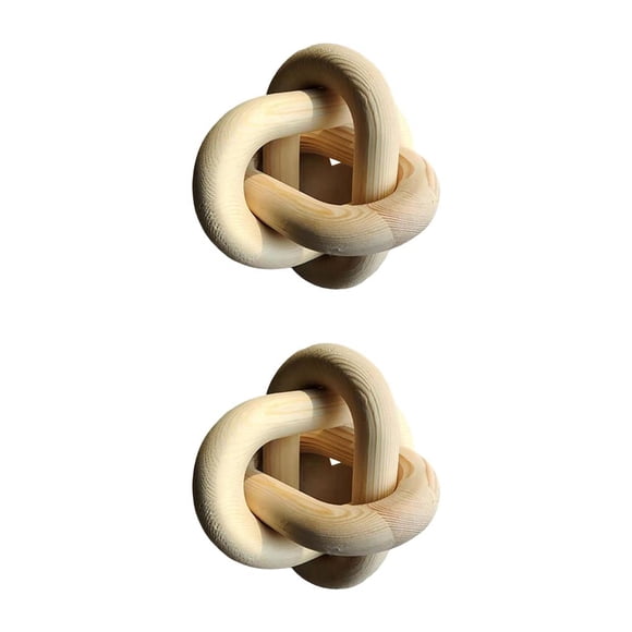 Bewildely Boho Wood Chain Link Nudo Escultura Artesanía Gabinete de fiesta Sala de estar Blanco Type1 NO1