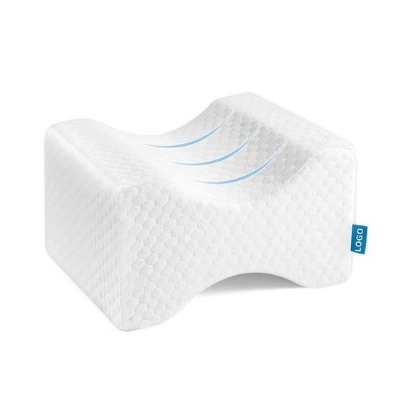 Mistaha Orthopedic Knee Pillow for Side Sleepers - Premium Memory Foam Leg Pillow for Back Pain Relief - Align Spine and Improve Circulation - White Grid Model - 17x14x21cm