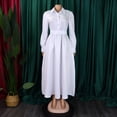 thumbnail image 2 of AURA Plus Size Lapel A Line Midi Dress Long Sleeve Button Front Belted High Waist Large Swing Elegant Fall Dress, 2 of 9