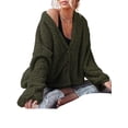 thumbnail image 4 of Seyurigaoka Women Juniors Button Down Fleece Jacket, Long Sleeve Deep V Neck Coat, 4 of 7