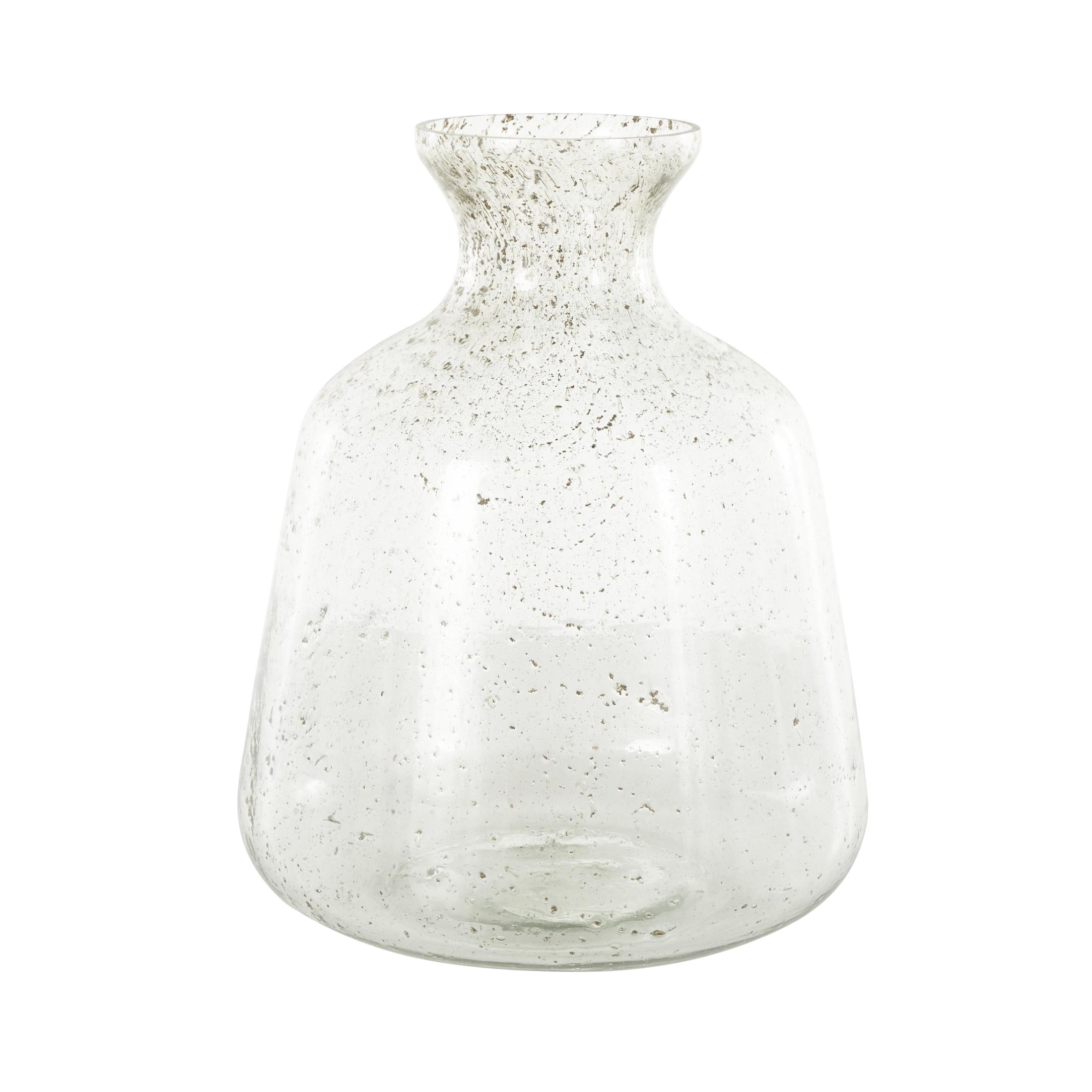 DecMode 17" Speckled Glass Vase with Brown Accents