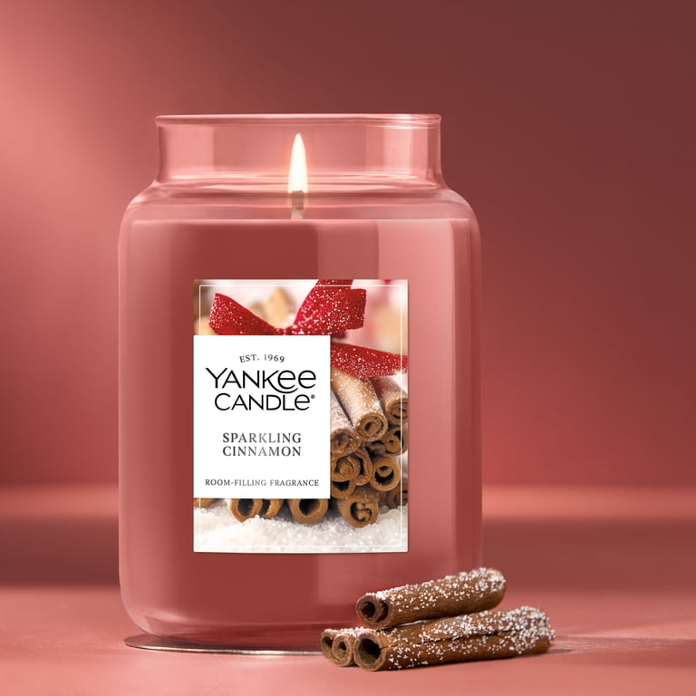 Yankee Candle 22 oz Original Large Jar Scented Candle, Sparkling Cinnamon, Red
