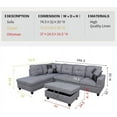 thumbnail image 3 of PonLiving 3-PCPiece Sectional Sofa Couch Set, L-Shaped Modern Sofa with Chaise Storage Ottoman and Pillows for Living Room Furniture, Right Hand Facing Sectional Sofa Set, 3 of 5