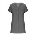 thumbnail image 6 of SMihono Fashion Summer Linen Work Tops for Women Trendy Button Down Plus Size V Neck Boho Clothes Fall Tops for Women 2025 Gray XL, 6 of 6