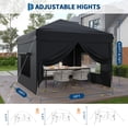 thumbnail image 3 of Towallmark 10x10 Pop Up Canopy Tent Complete Set with 4 Sidewalls - Easy 2 Min Setup, 3 Height Adjustable, Includes Sandbags & Carry Bag for Camping, Beach, Party-Black, 3 of 7