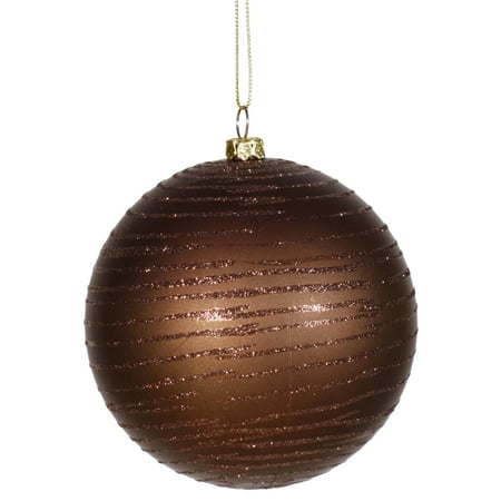 chocolate brown glitter striped shatterproof christmas chocolate brown glitter striped shatterproof christmas