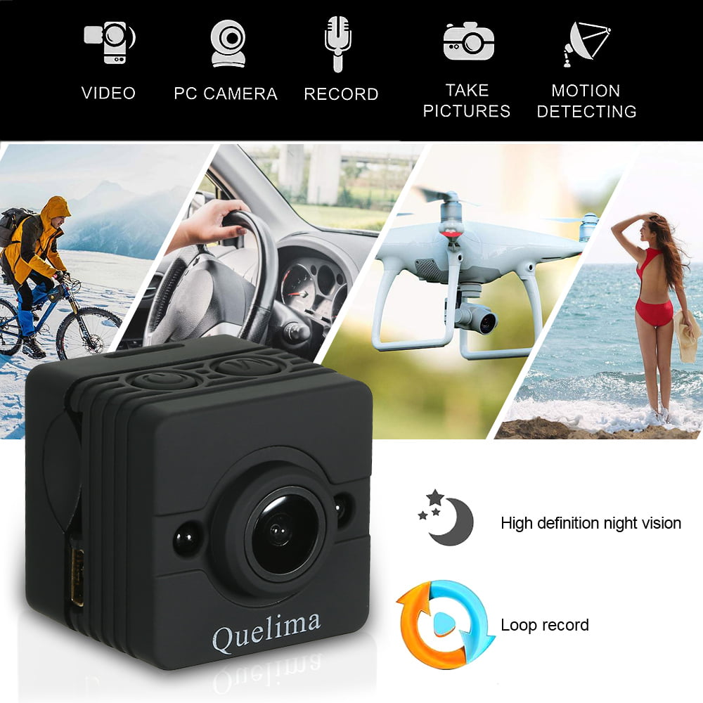 Quelima SQ12 Mini Camera Night Vision Dash Cam 155 Degrees FHD 1080P DVR CMOS 
