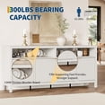thumbnail image 3 of Sideboard Buffet Cabinet with Storage，65" Fluted Cabinet with 4 Doors, Long Buffet Cabinet, Sideboard Storage Cabinet for Kitchen,Living Room,Vintage White, 3 of 7