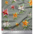 thumbnail image 1 of Soimoi Gray Cotton Voile Fabric Diamond & Lily Floral Print Sewing Fabric Yard 42 Inch Wide, 1 of 1
