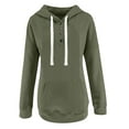 thumbnail image 6 of Frostluinai Women's Button Up Hoodies Drawstring Long Sleeve Casual Pullover Basic Solid Color Sweatshirts Oversized Hoodies with Pocket, 6 of 7