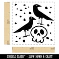 thumbnail image 2 of Two Ravens and Skull Halloween Doodle Self-Inking Rubber Stamp Ink Stamper - Green Ink - Small 1 Inch, 2 of 7