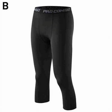 Men's Fitness Sports Tights Basketball Seven-point Leggings Stretch Training Fitness Running Pants R3G7
